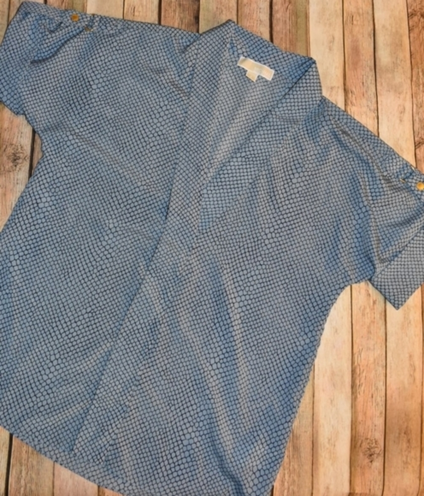 Michael Kors Collared Short Sleeve‎ Blouse Blue S